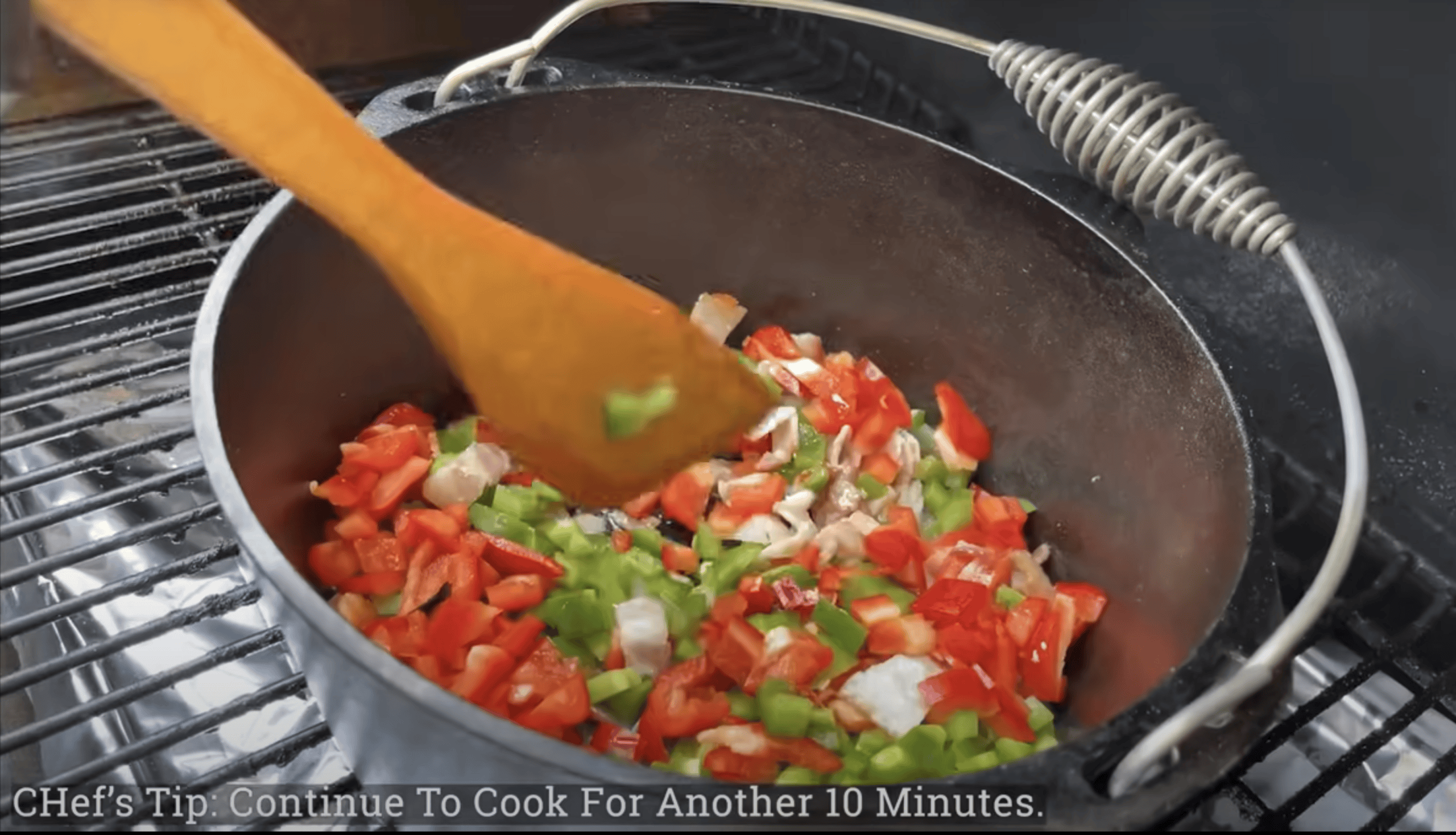 Add peppers to Dutch oven