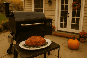 Roasted turkey breast on a platter